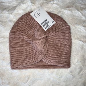 H&M 18 MONTHS TO 2 TODDLER COTTON PULL ON  BEANIE WITH FRONT KNOT ROSE PINK